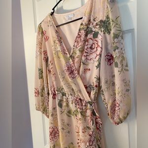 Peach floral wrap around dress